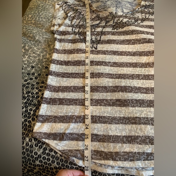Rock & Republic Womens Angel T-Shirt with Wings Size Small Gray & White Stripes - Picture 6 of 8